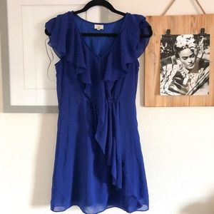 Lulu's Blue Dress with Ruffle Detail